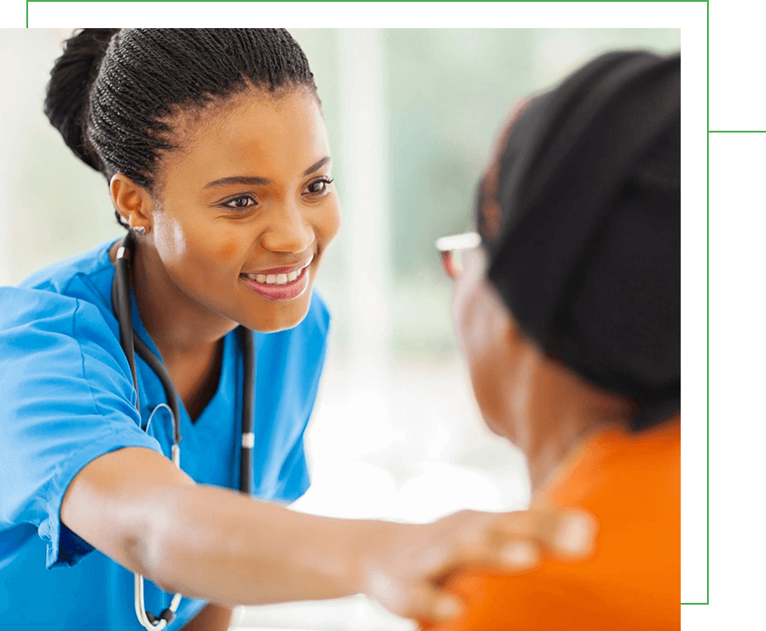 African Medical Nurse Comforting Senior Patient
